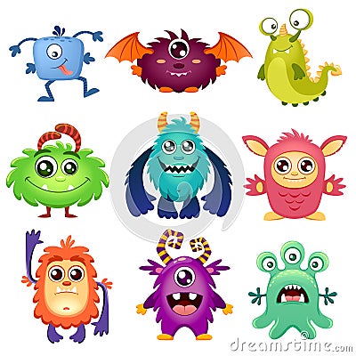 Cute cartoon monsters Vector Illustration