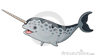 Cute cartoon narwhal Vector Illustration