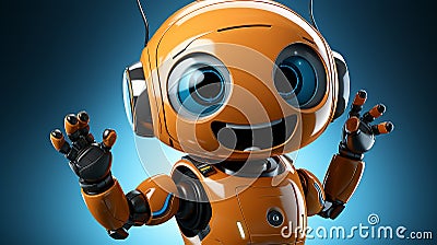 cute cartoon orange robot with smiling face, Robot assistant, online consultant. 3d illustration Cartoon Illustration
