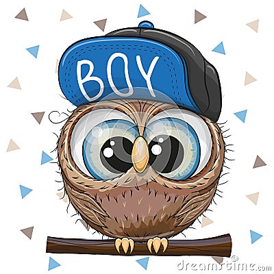 Cute Cartoon Owl in a cap Vector Illustration