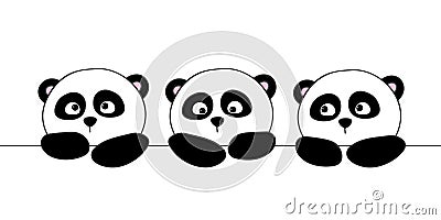 Cute cartoon pandas Vector Illustration