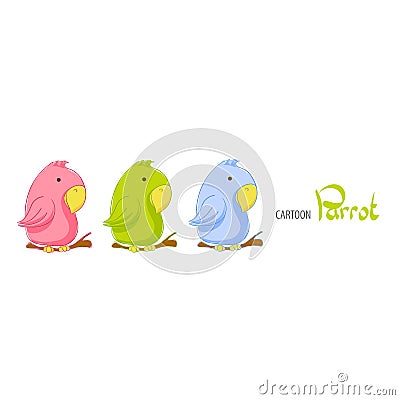 Cute cartoon parrot Vector Illustration