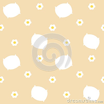 Cute cartoon pastel pillow seamless pattern illustration for kids Vector Illustration