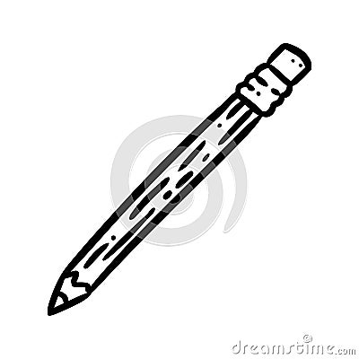 Cute cartoon pencil doodle image. Media highlights graphic symbol Vector Illustration