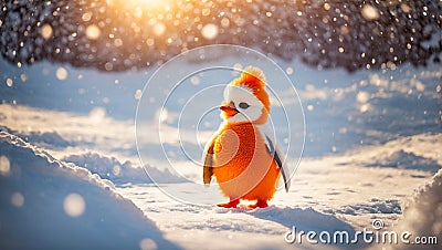 adorable Cute cartoon penguin a snowy meadow december funny antarctica Stock Photo