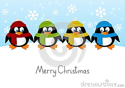 Cute cartoon penguins Vector Illustration