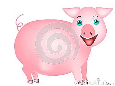 Cute cartoon pig. Vector Illustration