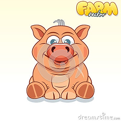 Cute Cartoon Pig Vector Illustration