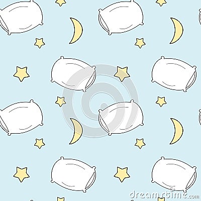 Cute cartoon pillow seamless pattern illustration for kids Vector Illustration