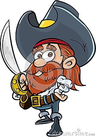 Cute cartoon pirate with a cutlass Vector Illustration
