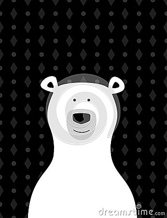 Cute cartoon polar bear portrait Vector Illustration