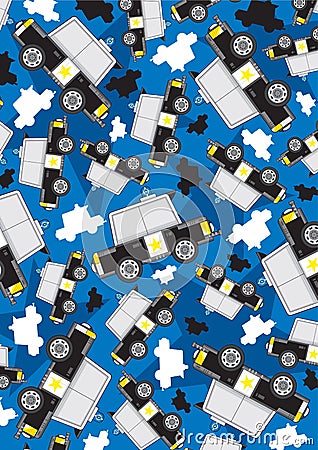 Cartoon Police Car Pattern Vector Illustration