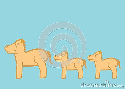 Cute Cartoon Ponies Vector Illustration Vector Illustration