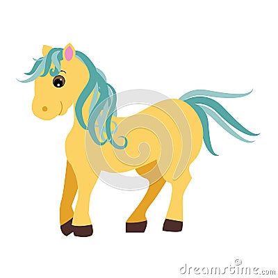 Cute cartoon pony, little horse isolated on white background, vector illustration Vector Illustration