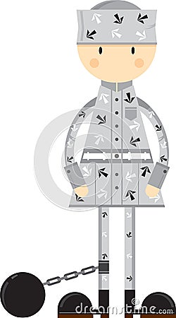 Cute Cartoon Prisoner Vector Illustration