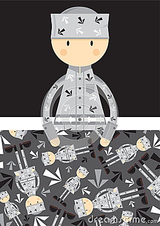 Cute Cartoon Prisoner with Pattern Vector Illustration