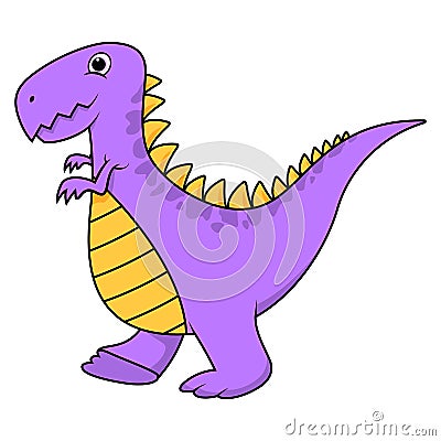 Cute cartoon purple t-rex Vector Illustration