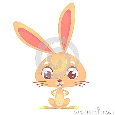 Cute cartoon rabbit. Farm animals. Vector illustration of a bunny. Mock up for print decoration isolated on white Vector Illustration