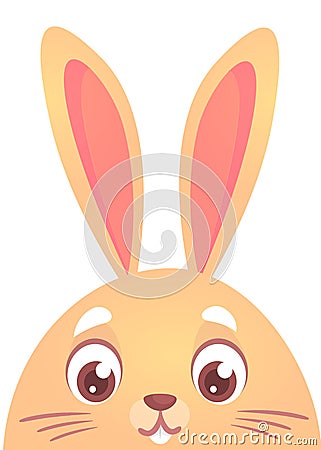 Cute cartoon rabbit. Farm animals. Vector illustration of a Easter bunny face. Easter design. Vector Illustration