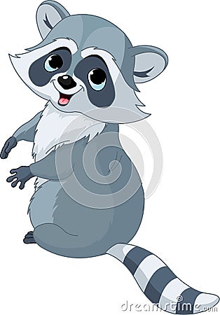 Cute cartoon raccoon Vector Illustration