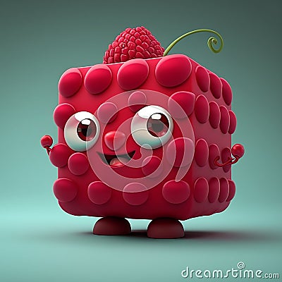 Cute Cartoon Raspberry Character Stock Photo