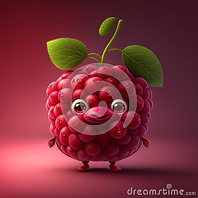 Cute Cartoon Raspberry Character Stock Photo