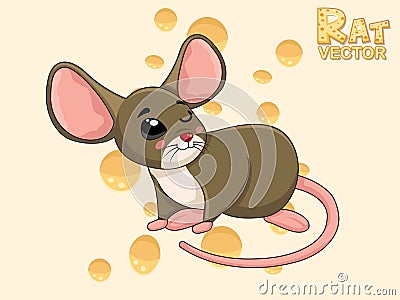 Cute Cartoon Rat Characters. Vector art illustration with happy animal cartoon Vector Illustration