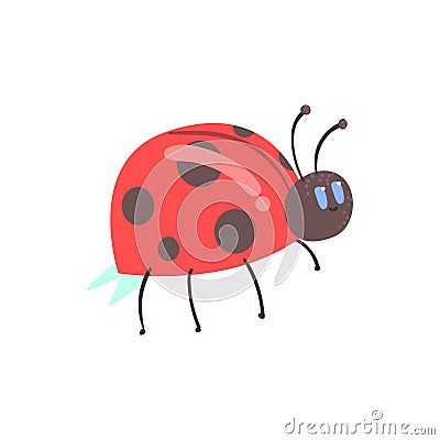 Cute cartoon red ladybug character vector Illustration Vector Illustration