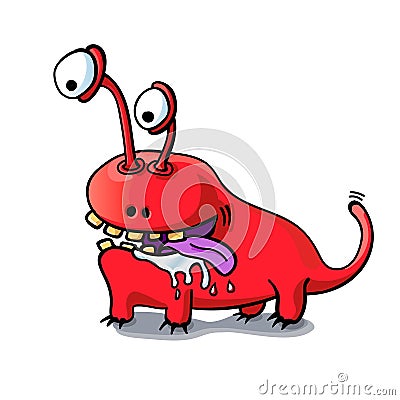 Cute cartoon red monster dog isolated on white background Vector Illustration