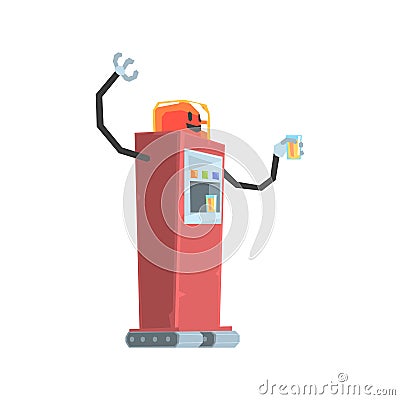 Cute cartoon red robot soda vending machine character vector Illustration Vector Illustration