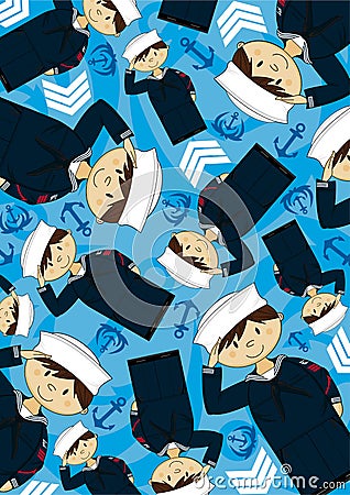 Cute cartoon Sailor Pattern Vector Illustration