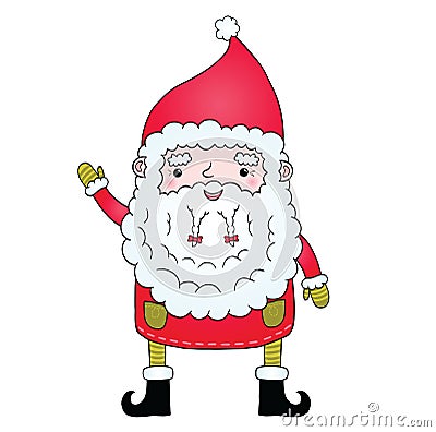 Cute cartoon Santa Claus with pigtail Vector Illustration