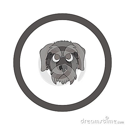 Cute cartoon Schnauzer face in circle puppy vector clipart. Pedigree kennel doggie breed for kennel club. Purebred Vector Illustration