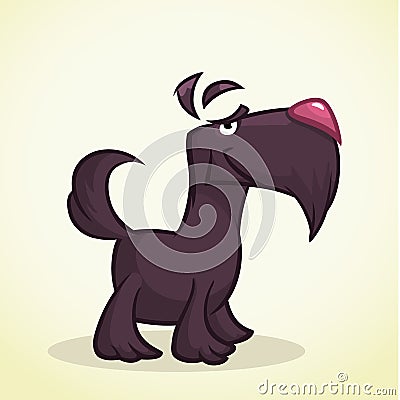 Cute cartoon scottish terrier. Vector black Scottie dog Vector Illustration