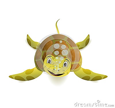 Cute cartoon sea turtle front view Vector Illustration