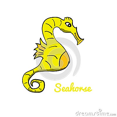 Cute cartoon seahorse Vector Illustration