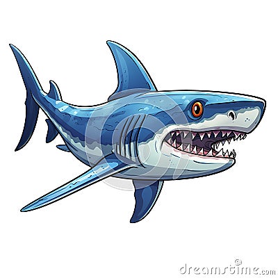Cute Cartoon Shark Caricatures Clipart Illustration AI Generative Stock Photo