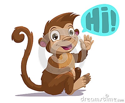 Cute cartoon sitting monkey Cartoon Illustration