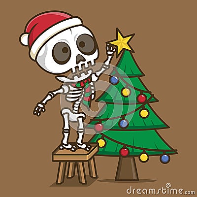 cute skull on christmas Vector Illustration