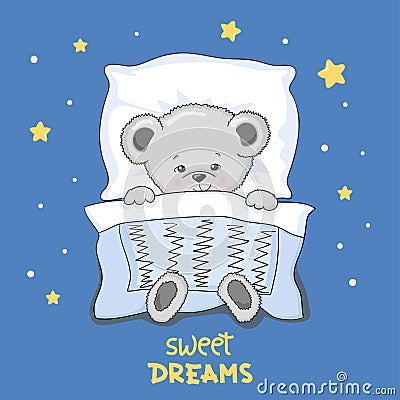 Cute cartoon sleeping Teddy Bear vector illustration. Vector Illustration