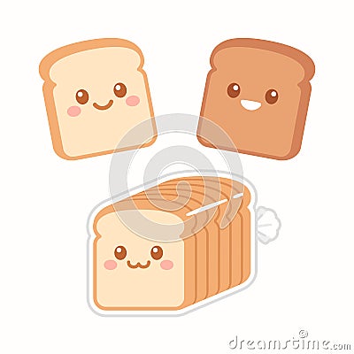 Cute cartoon slices of bread Vector Illustration