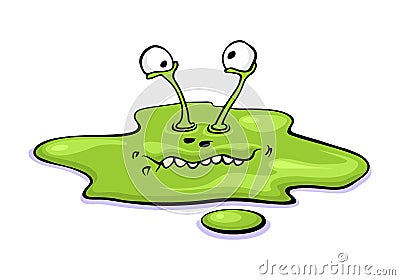 Cute cartoon slime monster boy isolated on white background Vector Illustration