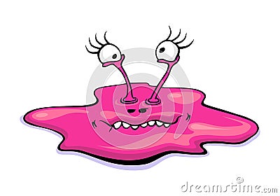 Cute cartoon slime monster girl isolated on white background Vector Illustration