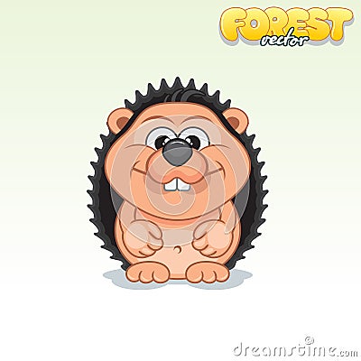 Cute Cartoon Small Hedgehog. Funny Vector Animal Vector Illustration