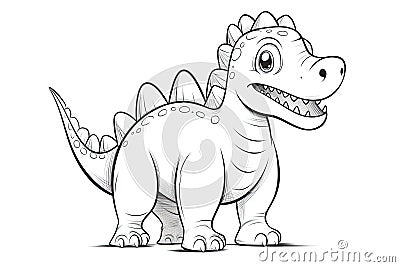 Cute cartoon smiling dinosaur isolated on white background. Generative ai Stock Photo