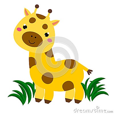 Cute cartoon giraffe. Animal character for babies and children design, prints Vector Illustration