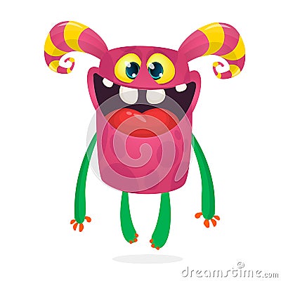 Cute cartoon smiling monster. Vector Illustration