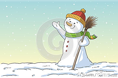 Cute Cartoon Snowman Vector Illustration