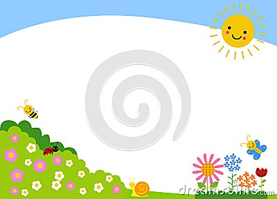 Cute cartoon spring background Vector Illustration