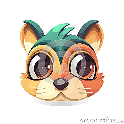 Cute cartoon squirrel face. Vector illustration isolated on white background. Cartoon Illustration